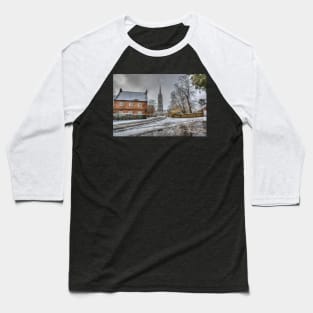 St James' Church, Louth, UK, Snow Scene Baseball T-Shirt